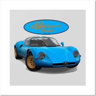 Alfa Romeo 33 stradale Blue Posters and Art